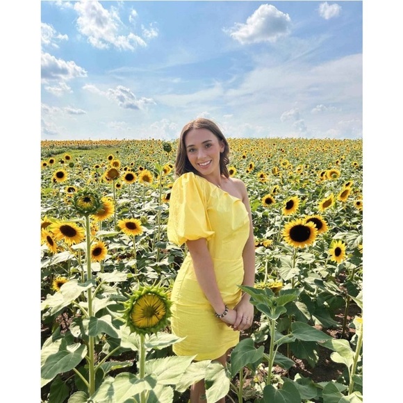 Women's One Shoulder Mini A-Line Dress - A New Day™ Yellow new - Picture 4 of 6